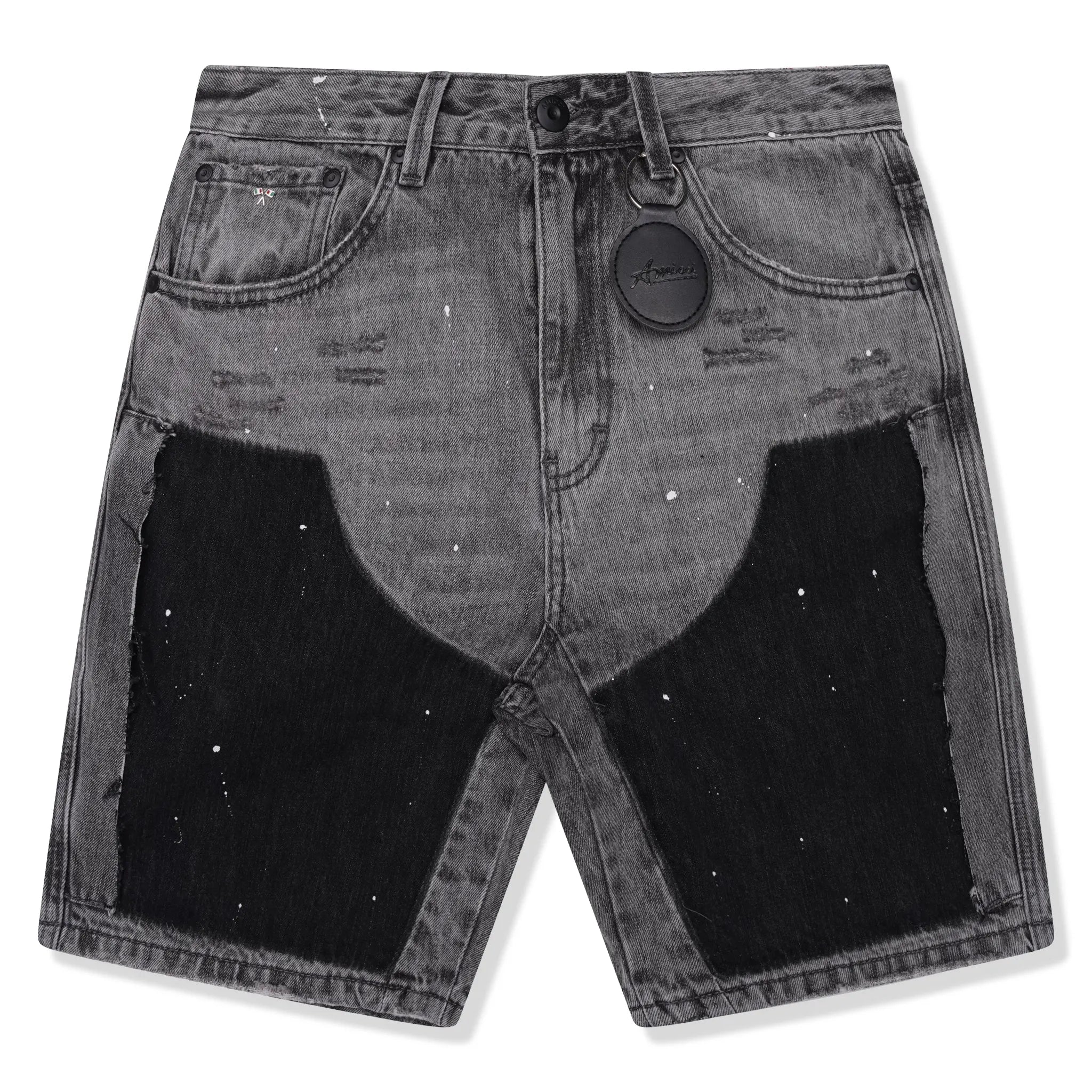 Front view of Amicci Adrano Grey Carpenter Shorts